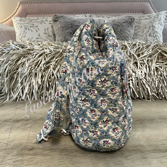 Vintage VERA BRADLEY Pastel Blue 1996 Backpack Sling USA Drawstring White Travel main image 6